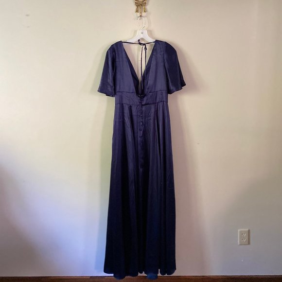 NWT! GALINA SIGNATURE Long Flutter Sleeve A-Line Bridesmaid Dress DAVID'S BRIDAL - Picture 7 of 13